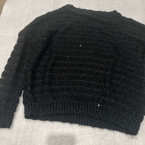 ❤️2/$50❤️[M/L]Katsumi Black Sequins CrewNeck Acrylic Open Knit Sweater Skull - Picture 9 of 9